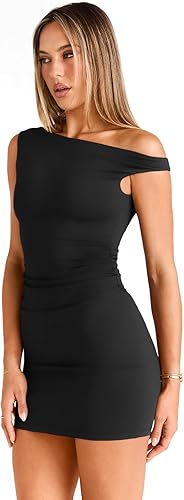 Trendy Queen Womens Off Shoulder Bodycon Mini Dress Summer 2025