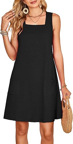 Women’s Square Neck Tank Dress with Pockets – 2025 Sundress