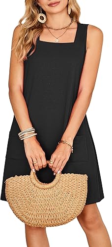 Women’s Square Neck Tank Dress with Pockets – 2025 Sundress