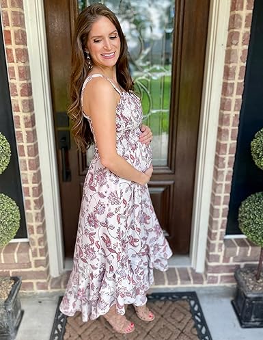 Floral Boho Maxi Dress Square Neck A-Line Sundress 2025