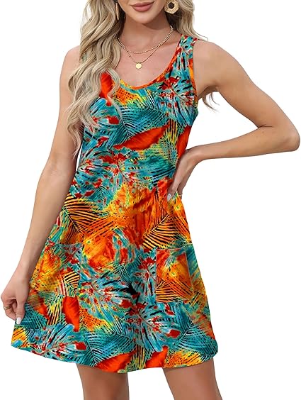 Women's V Neck Sleeveless Sundress with Pockets Summer 2025